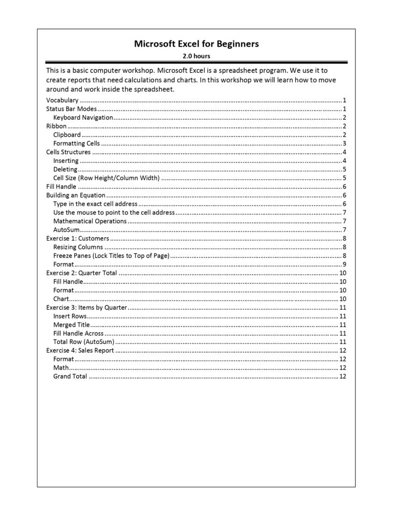 Microsoft Excel for Beginners PDF - Connect 4 Techs