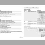 Excel Formulas Cheat Sheet PDF