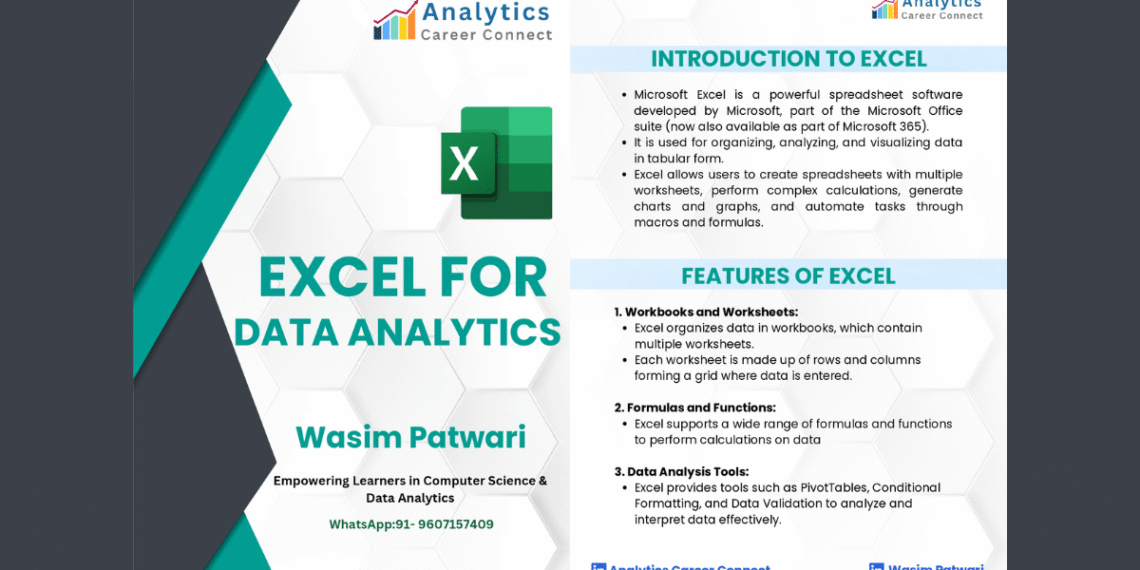 Excel for Data Analysis PDF - Connect 4 Techs